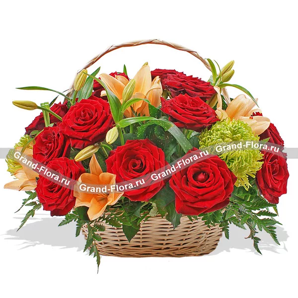 My whim - a basket of roses and lilies