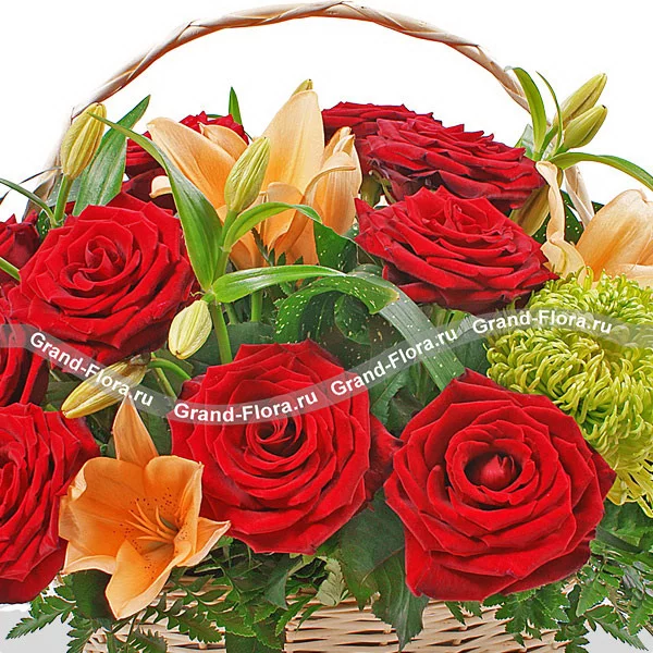 My whim - a basket of roses and lilies