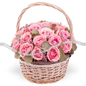 Dance of love - a basket of red roses