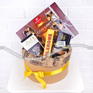 1 - a basket with candy and coffee